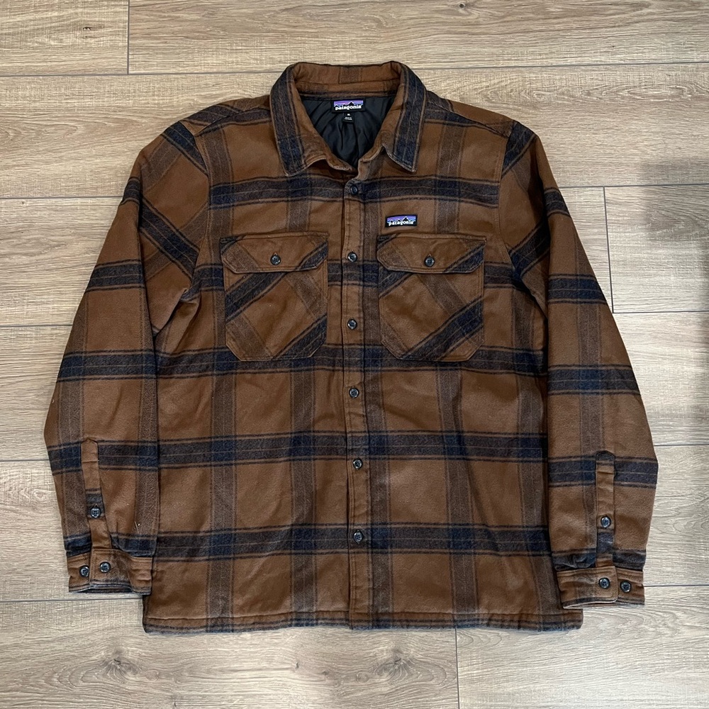 Patagonia Men's Insulated Fjord Flannel Owl Brown Jacket